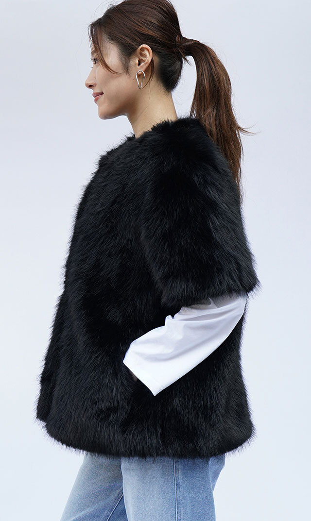 ハブレスKIKOファージャケット(グレー・黒2色展開）