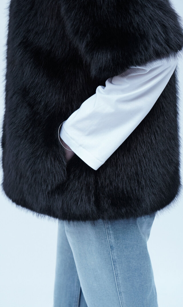 ハブレスKIKOファージャケット(グレー・黒2色展開）