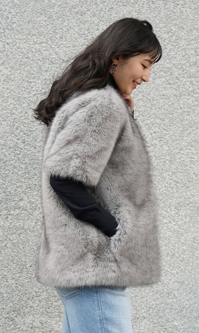 ハブレスKIKOファージャケット(グレー・黒2色展開）