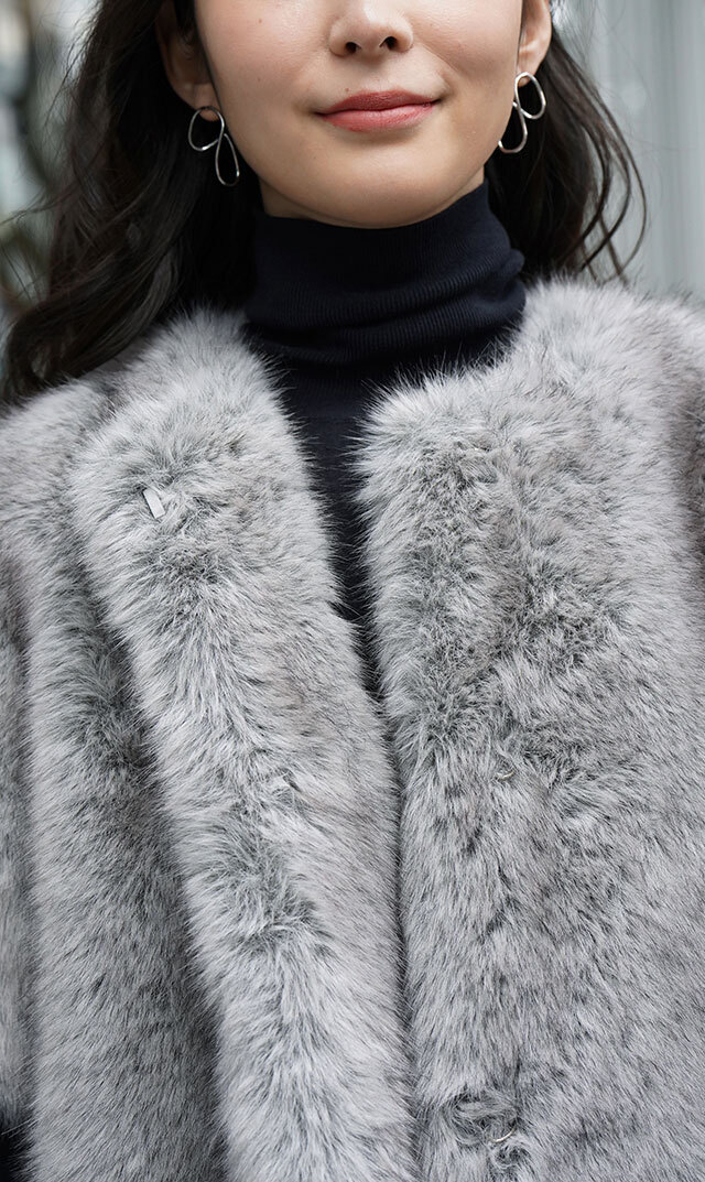 ハブレスKIKOファージャケット(グレー・黒2色展開）