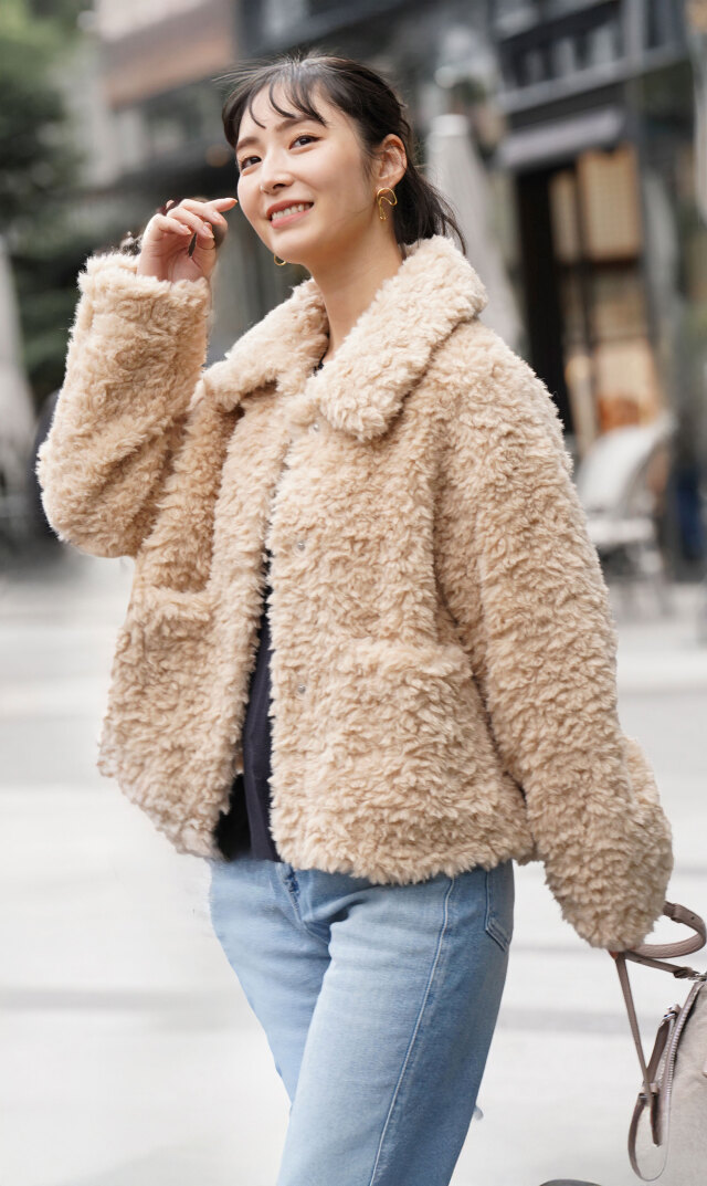 ジャッキーTRACIコートクリームカリー色