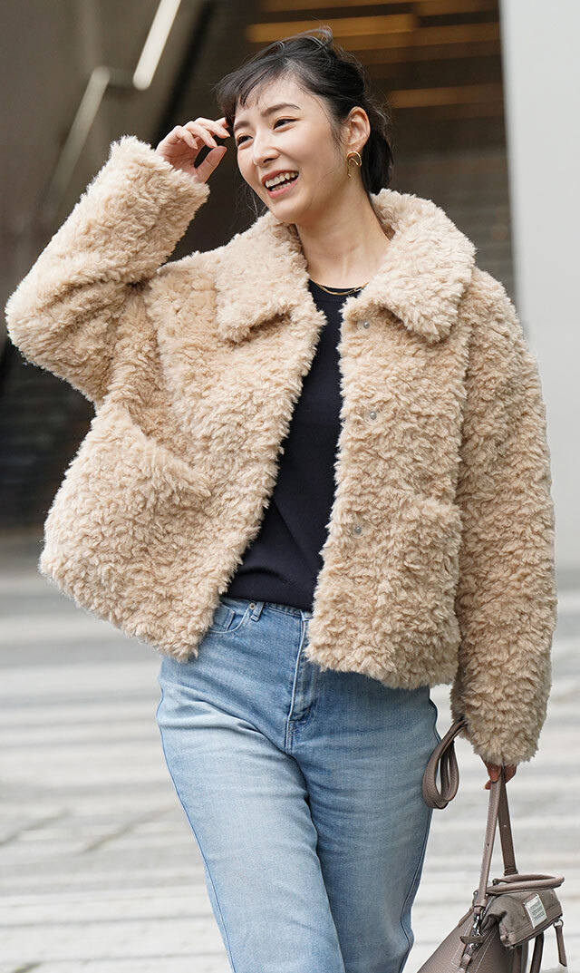 ジャッキーTRACIコートクリームカリー色