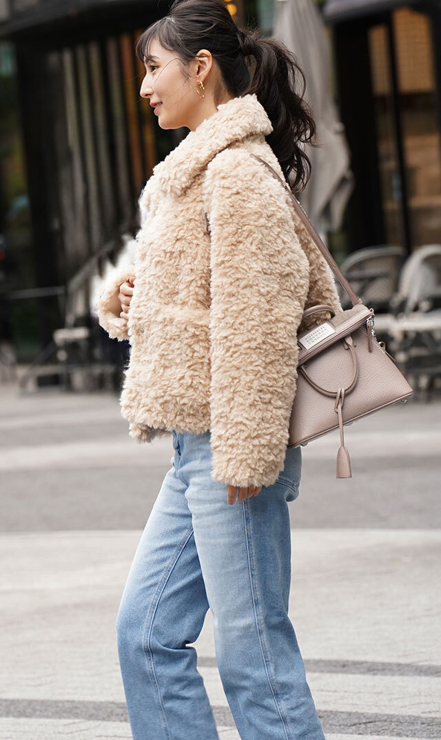 ジャッキーTRACIコートクリームカリー色