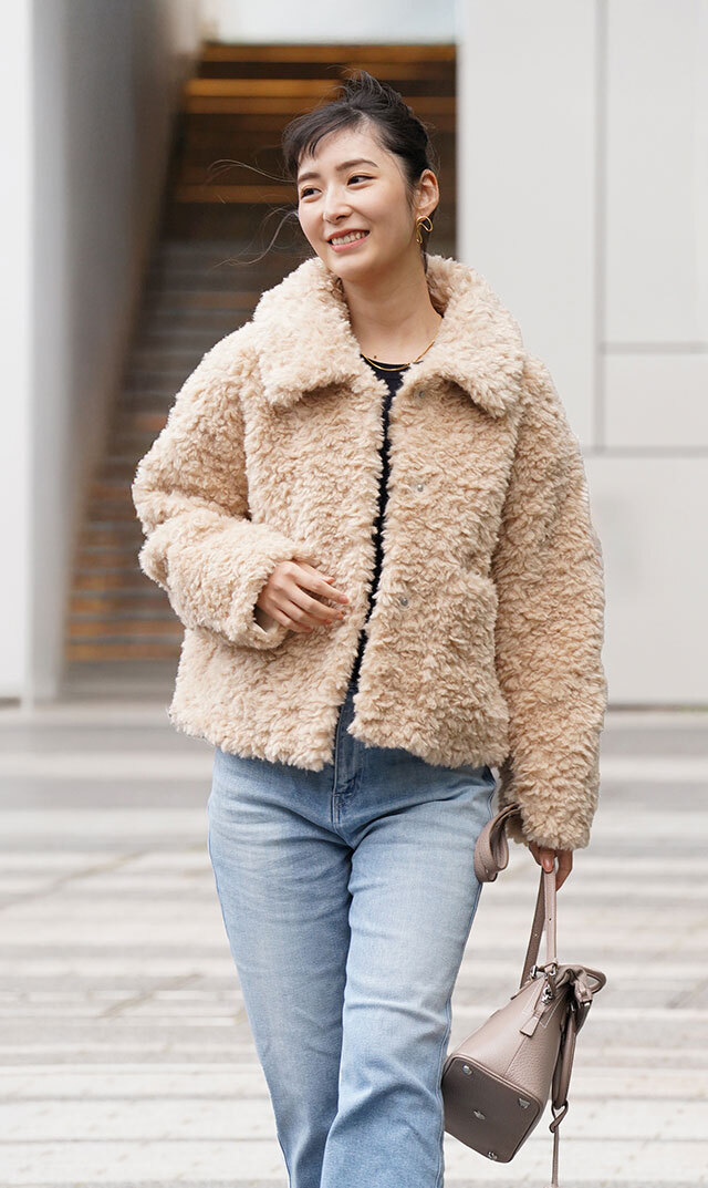 ジャッキーTRACIコートクリームカリー色