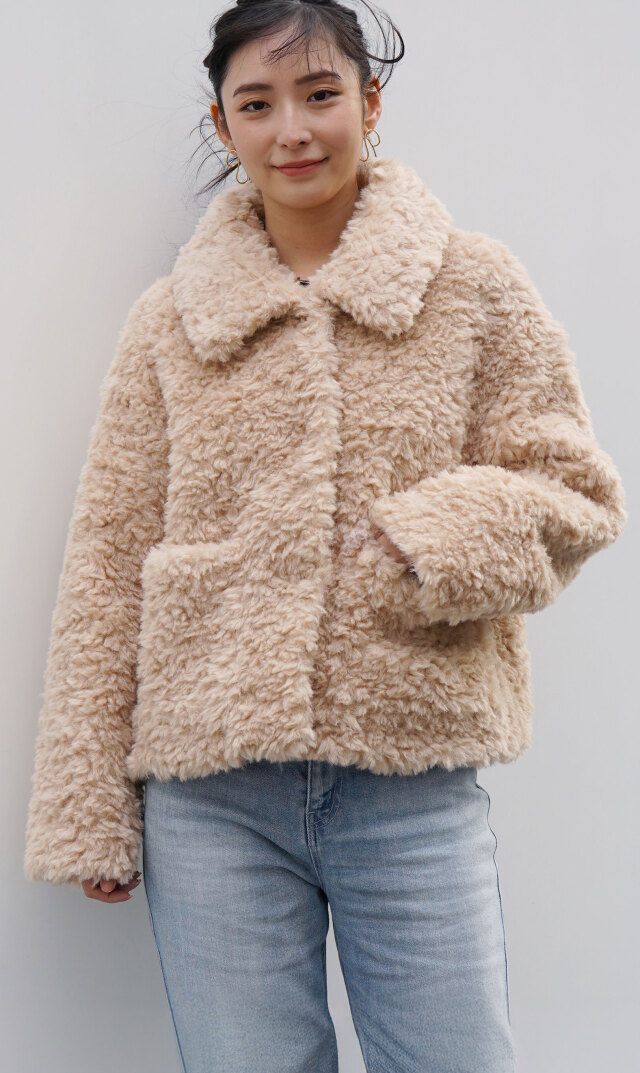 ジャッキーTRACIコートクリームカリー色