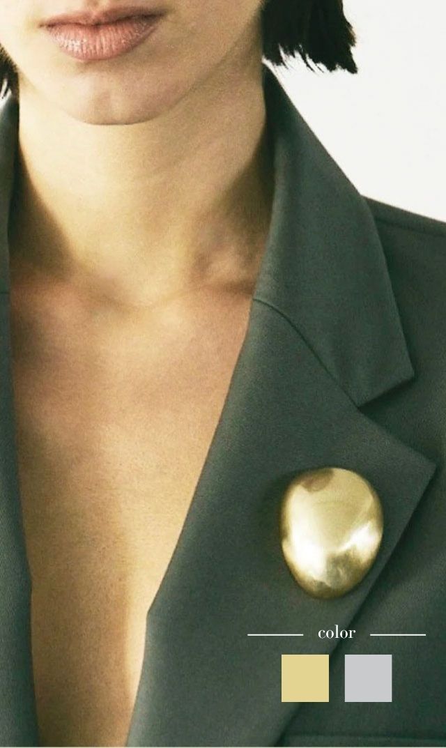 【ジャミレイ】EGG SCULPTUREブローチ(ゴールド/シルバー）