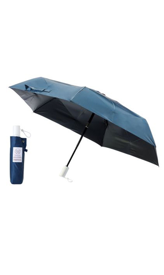 【エスタ(estaa)】kowaza晴雨兼用折りたたみ日傘 ライトプレーン 50cm 遮光100/UV100(ディープブルー）