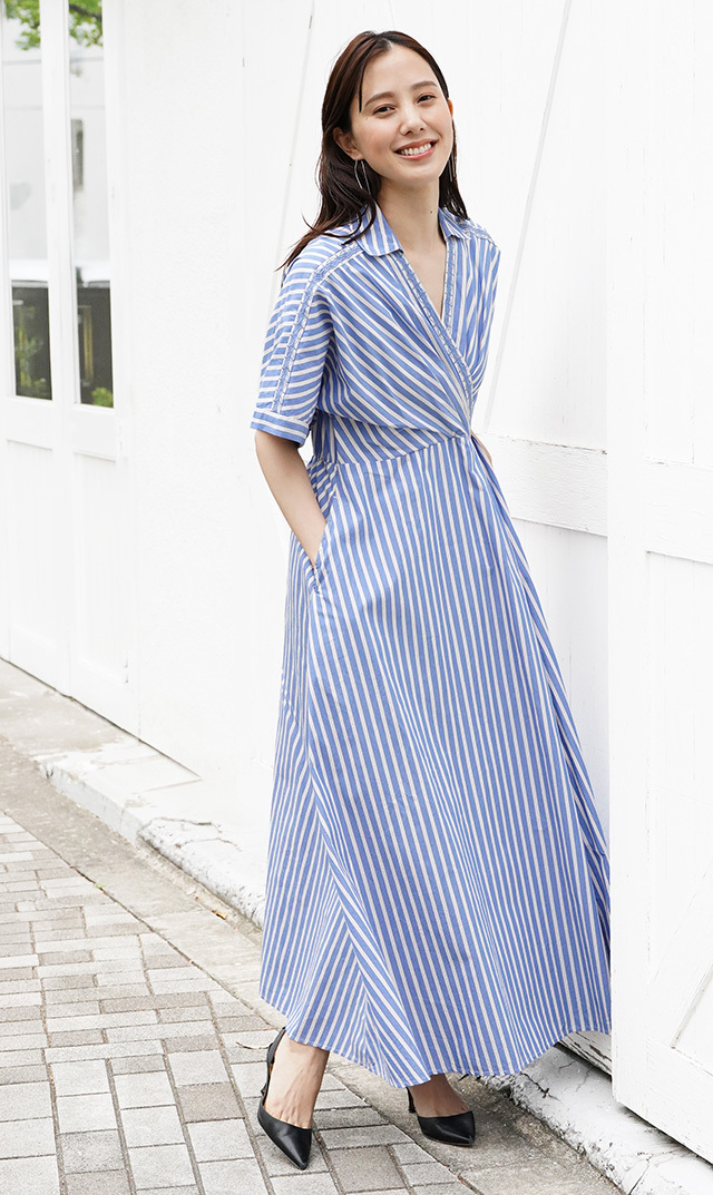 ヌキテパ　シャツドレス ヌキテパから、カシュクールのアシンメトリードレス“Poplin Shirts