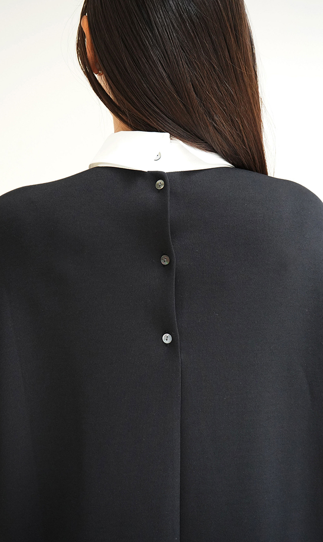 レイヤード風スウェットワンピース黒・グレー２色展開