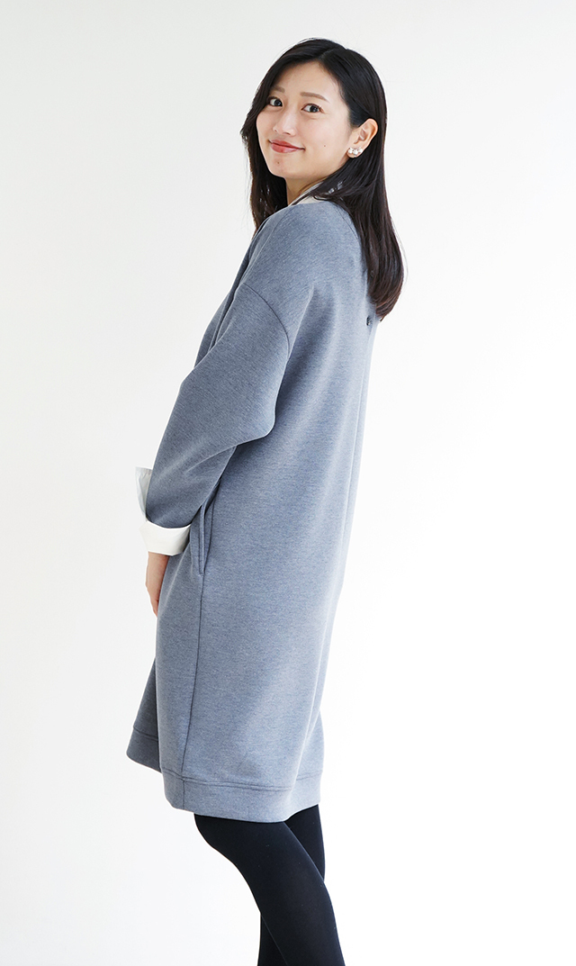 レイヤード風スウェットワンピース黒・グレー２色展開