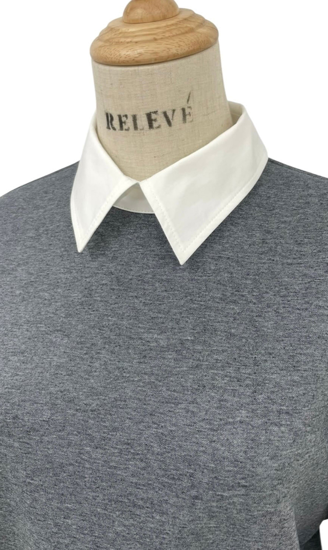 レイヤード風スウェットワンピース黒・グレー２色展開