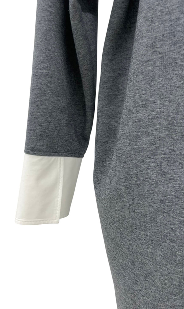 レイヤード風スウェットワンピース黒・グレー２色展開