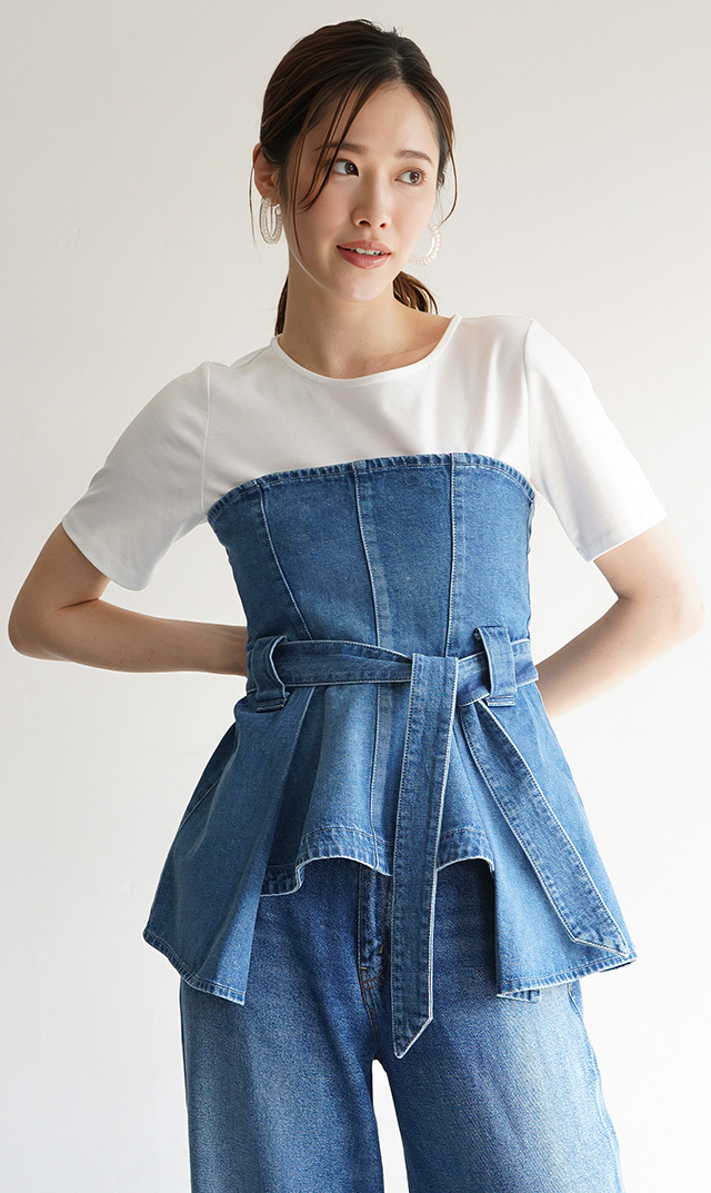 デニム素材で作られた遊び心たっぷりのビスチェ “BUSTIER デニムビスチェ”