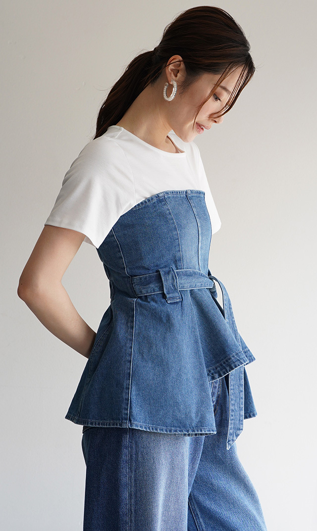 デニム素材で作られた遊び心たっぷりのビスチェ “BUSTIER デニムビスチェ”