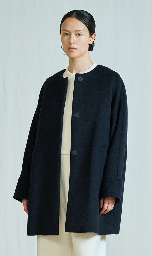 ※11/2(火)正午発売予定｜新着【ティッカ(TICCA）】ノーカラーテントコート（ネイビー）