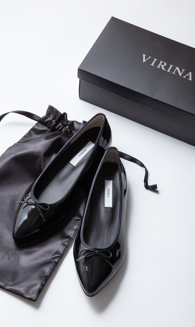 【新品未使用】ヴィリーナ　ポインテッドバレエシューズ　ブラック24cm 歩きやすさを追求したママのためのバレエシューズ