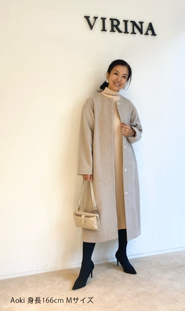 ヴィリーナVIRINA メルロングコート アイボリー Sサイズ 洗練されたシルエットを美しく着こなす“メルロングコートが登場！