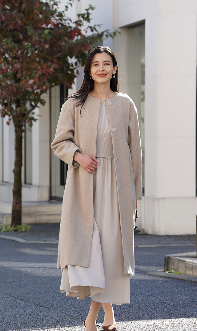 ヴィリーナ　ジャケット　アウター 洗練されたシルエットを美しく着こなす“メルロングコートが登場！