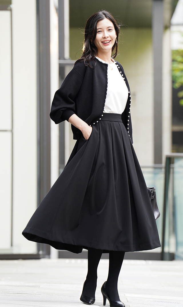 LINKS ほっぽらかし RIB SKIRT 24AWAC-006 ブラックタイトスカート