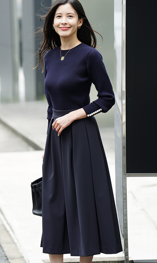 極美品✨ダブルスタンダード　24AW ボリュームボーダータック スカート 38 極美品✨ダブルスタンダード24AW ボリュームボーダータック
