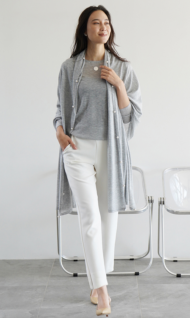 アイロン不要長袖コンシャスブラウス白