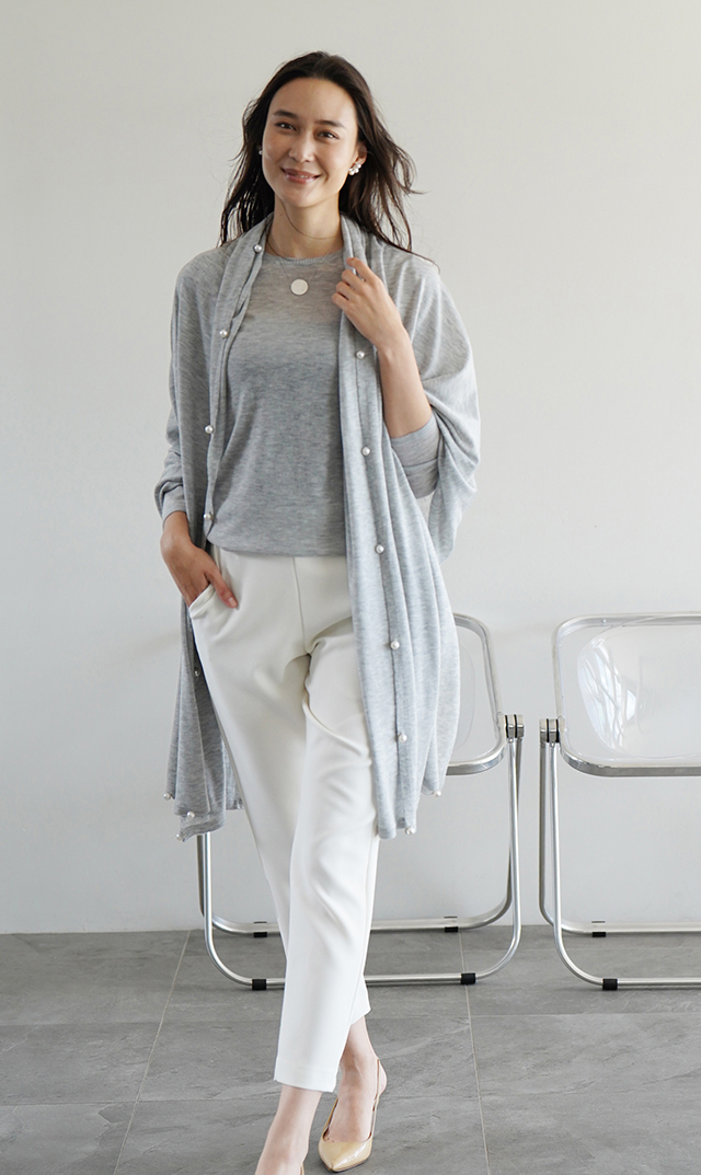 アイロン不要長袖コンシャスブラウス白