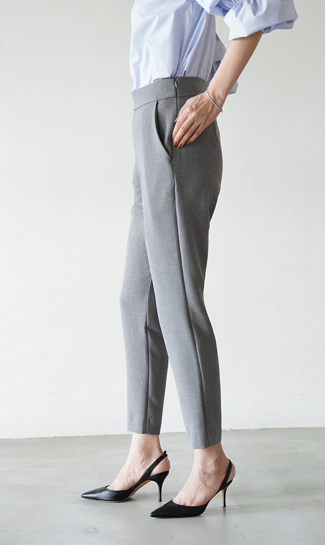 セール　新品 vm 2023AW ストレッチウール テーパードパンツ グレージュ セール】 リサイクルウールストレッチカラーネップツィード