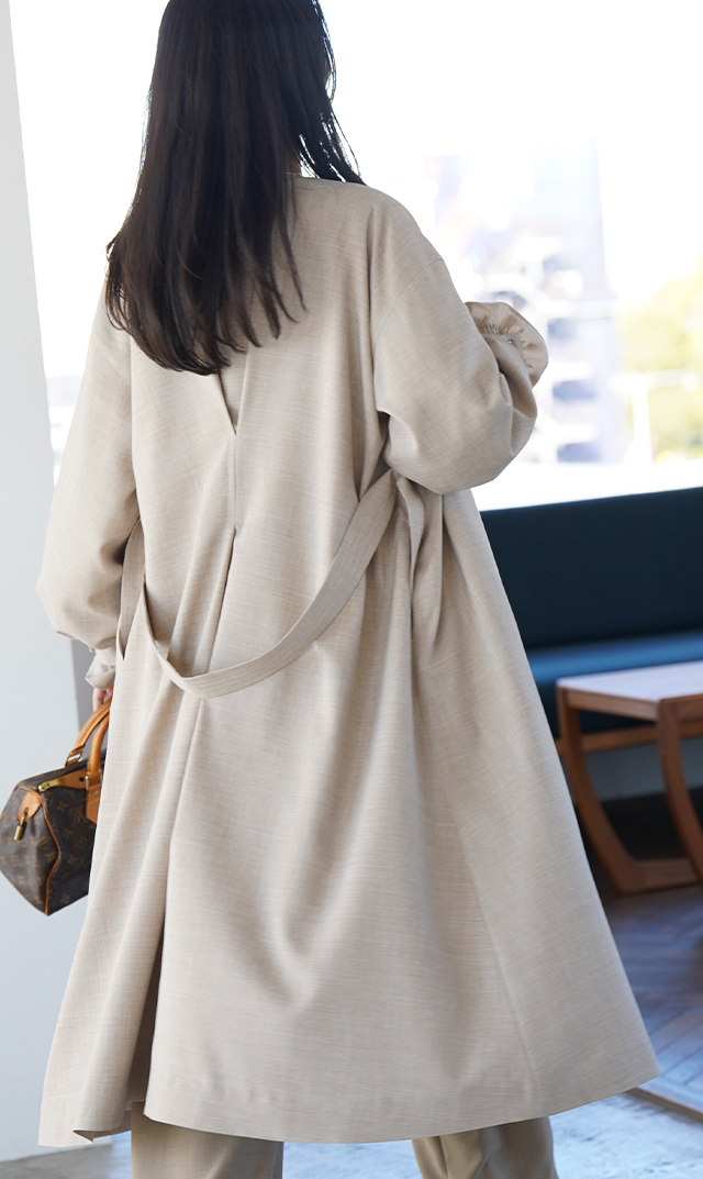 撥水防シワ吸汗速乾素材リネンライクイージーコートベージュ