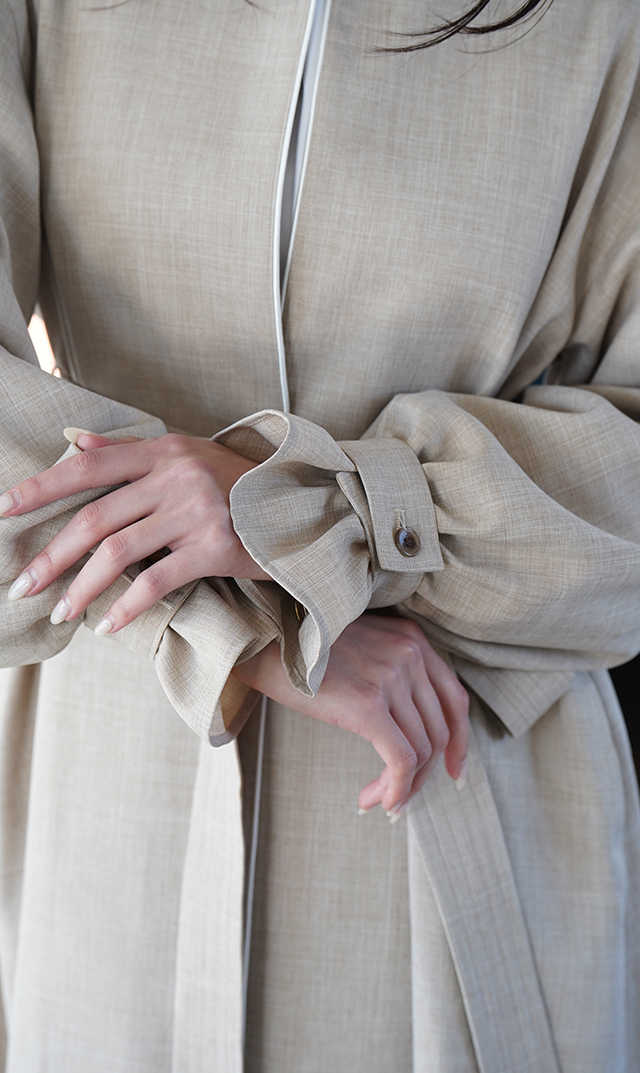 撥水防シワ吸汗速乾素材リネンライクイージーコートベージュ