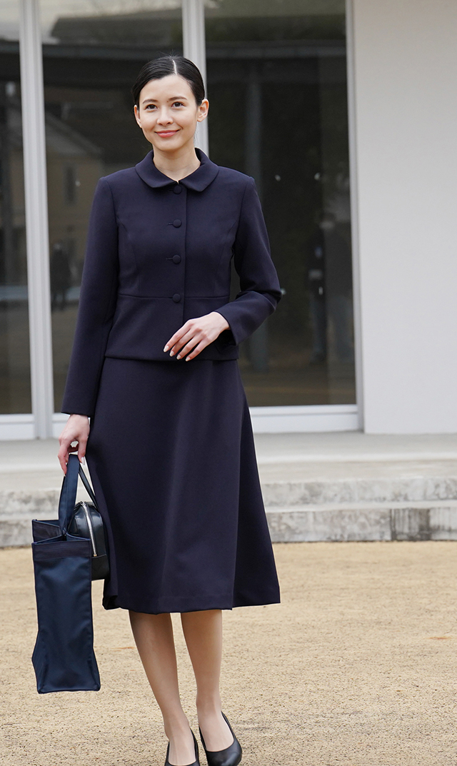 お受験ウエストマークワンピース濃紺