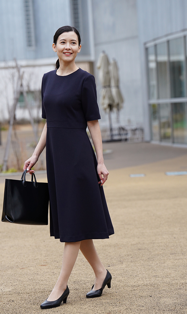 お受験ウエストマークワンピース濃紺