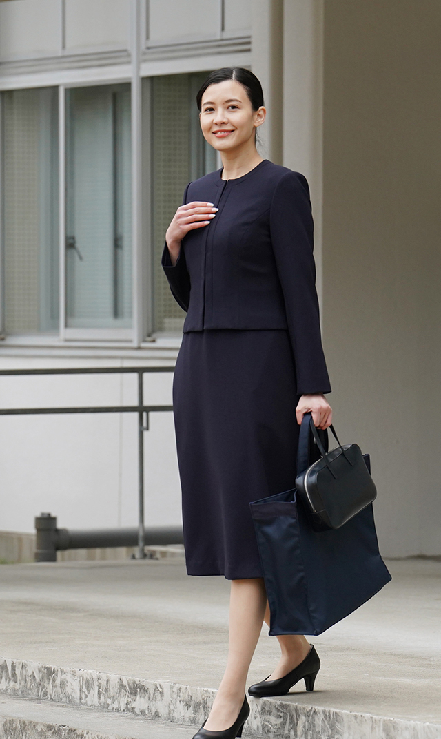 お受験ウエストマークワンピース濃紺