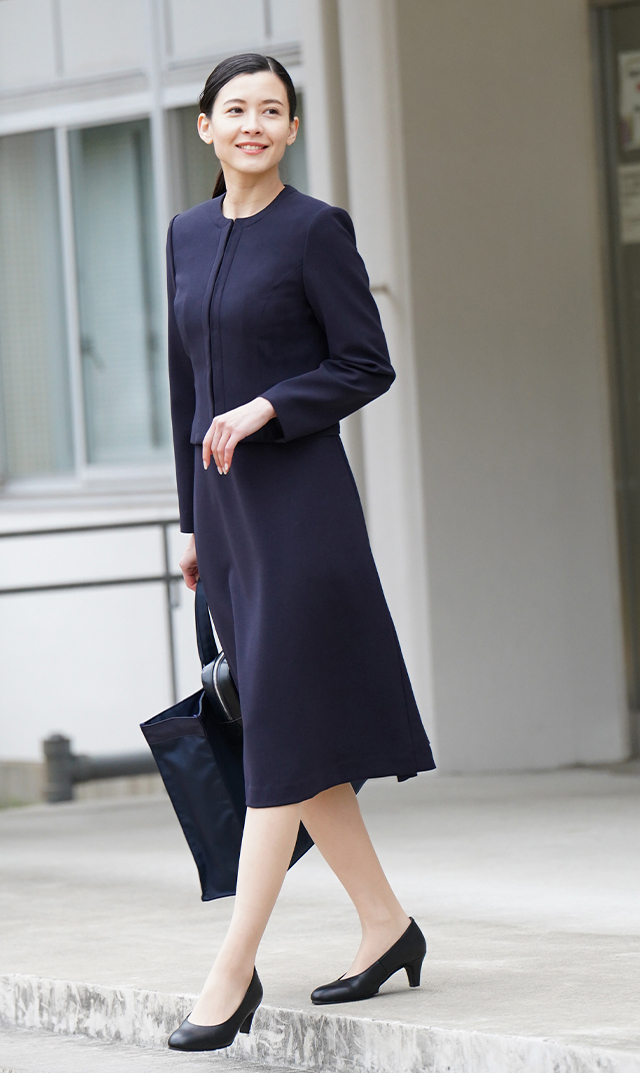 お受験ウエストマークワンピース濃紺