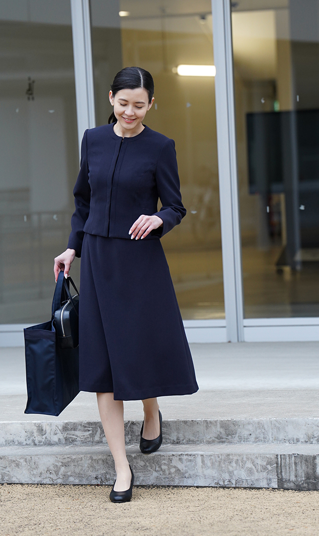 お受験ウエストマークワンピース濃紺