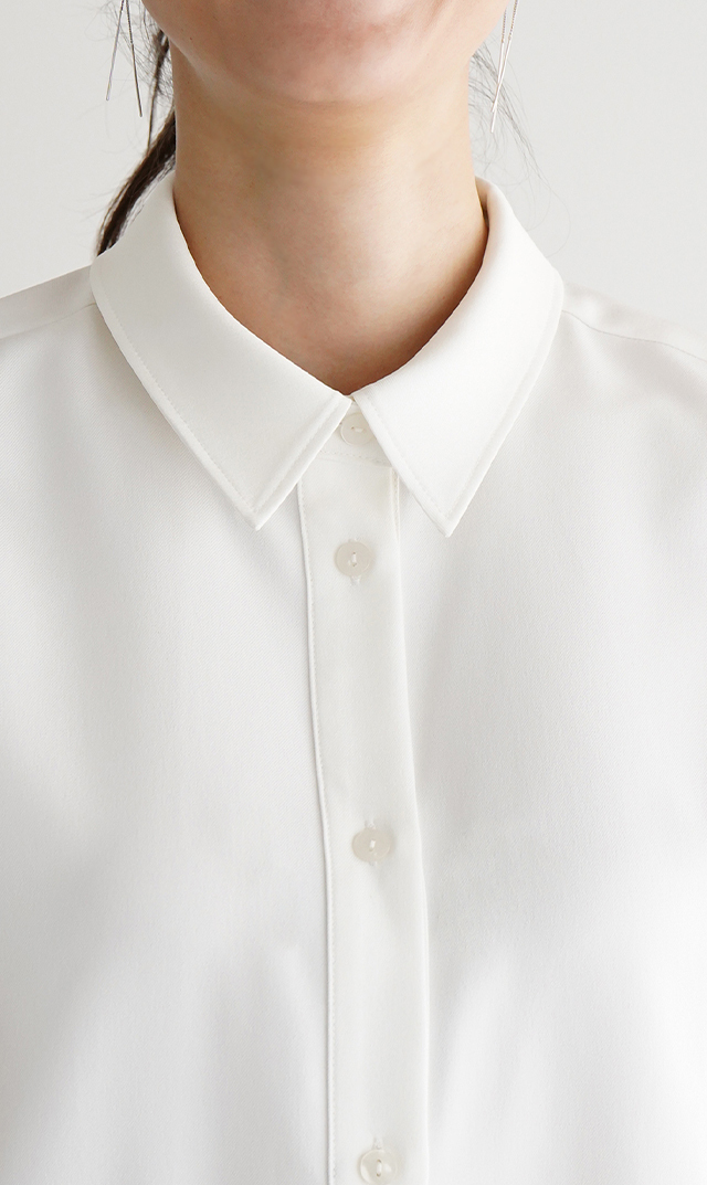 シワになりにくい接触冷感ライラシャツ白