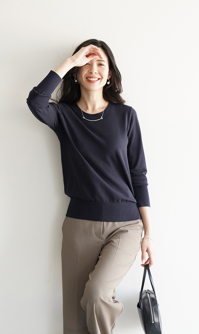 アデルクルーネックニット４色展開