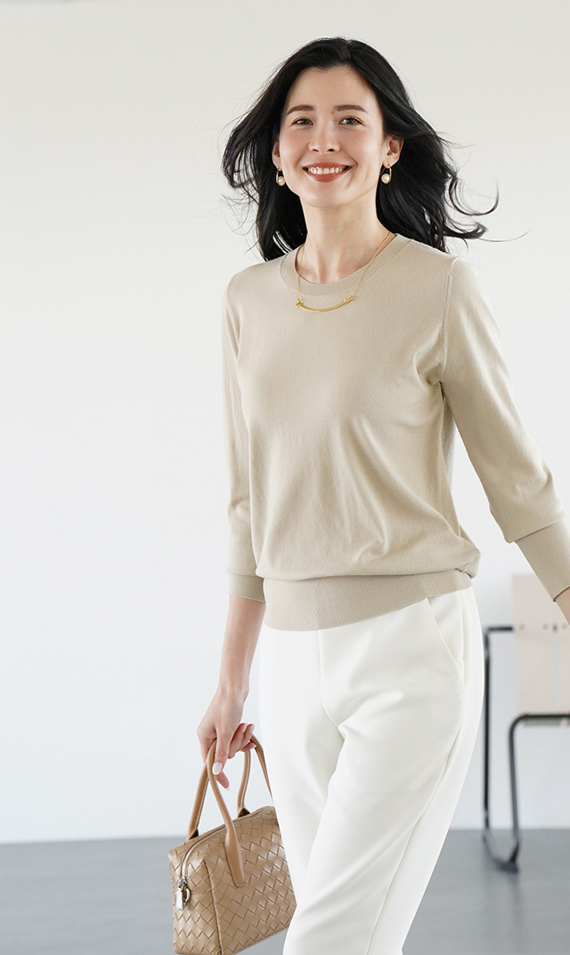 アデルクルーネックニット４色展開