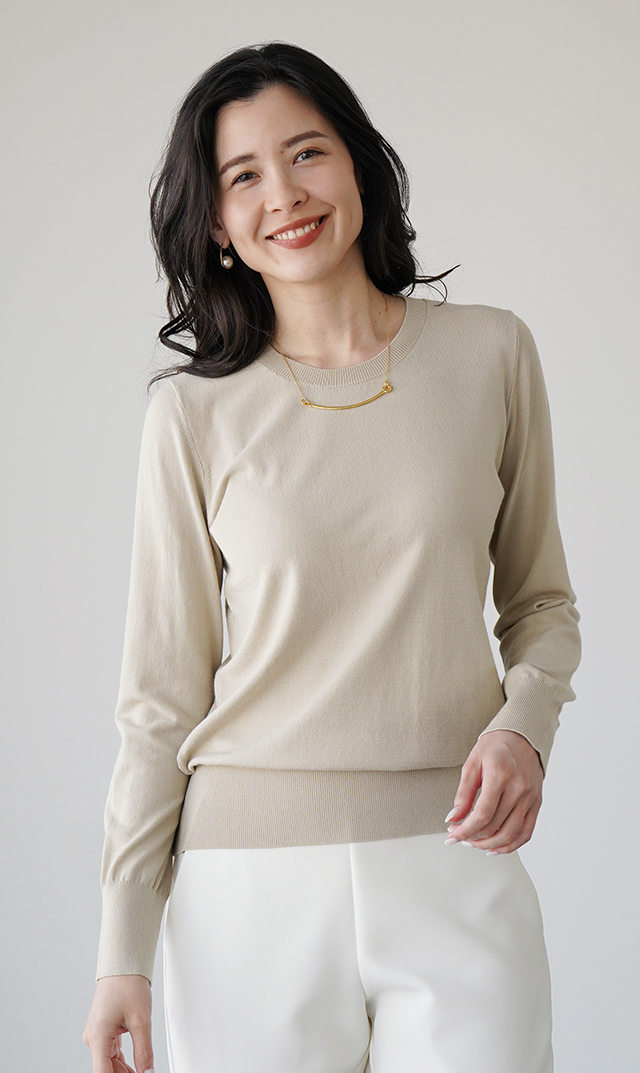 アデルクルーネックニット４色展開