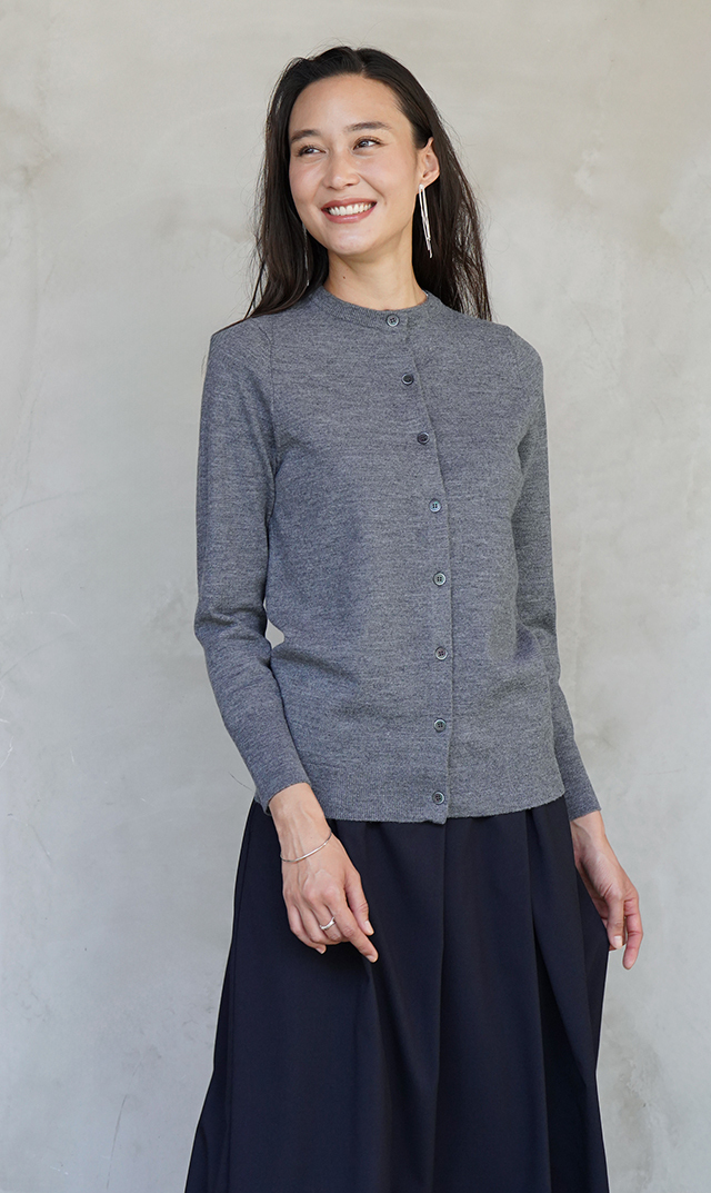 【ヴィリーナ】パロマカーディガン＆スカートセット(グレー×ネイビー）