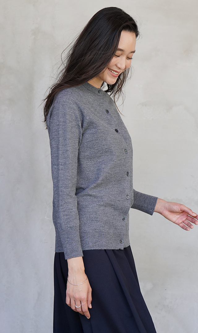 【ヴィリーナ】パロマカーディガン＆スカートセット(グレー×ネイビー）