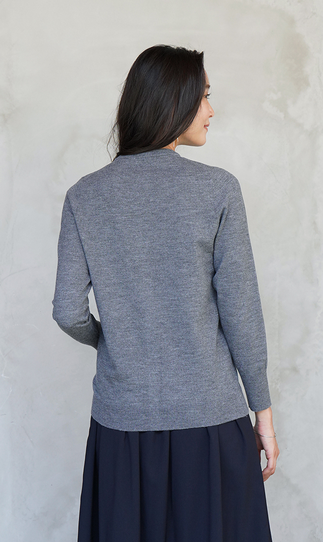 【ヴィリーナ】パロマカーディガン＆スカートセット(グレー×ネイビー）