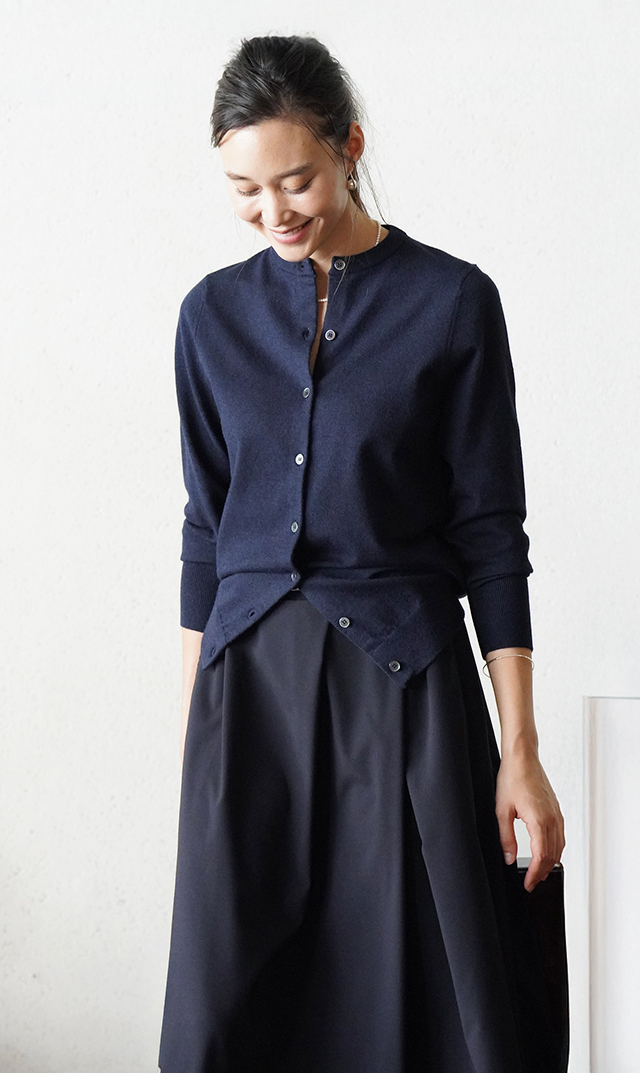 【ヴィリーナ】パロマカーディガン＆スカートセット(ネイビー×ネイビー）