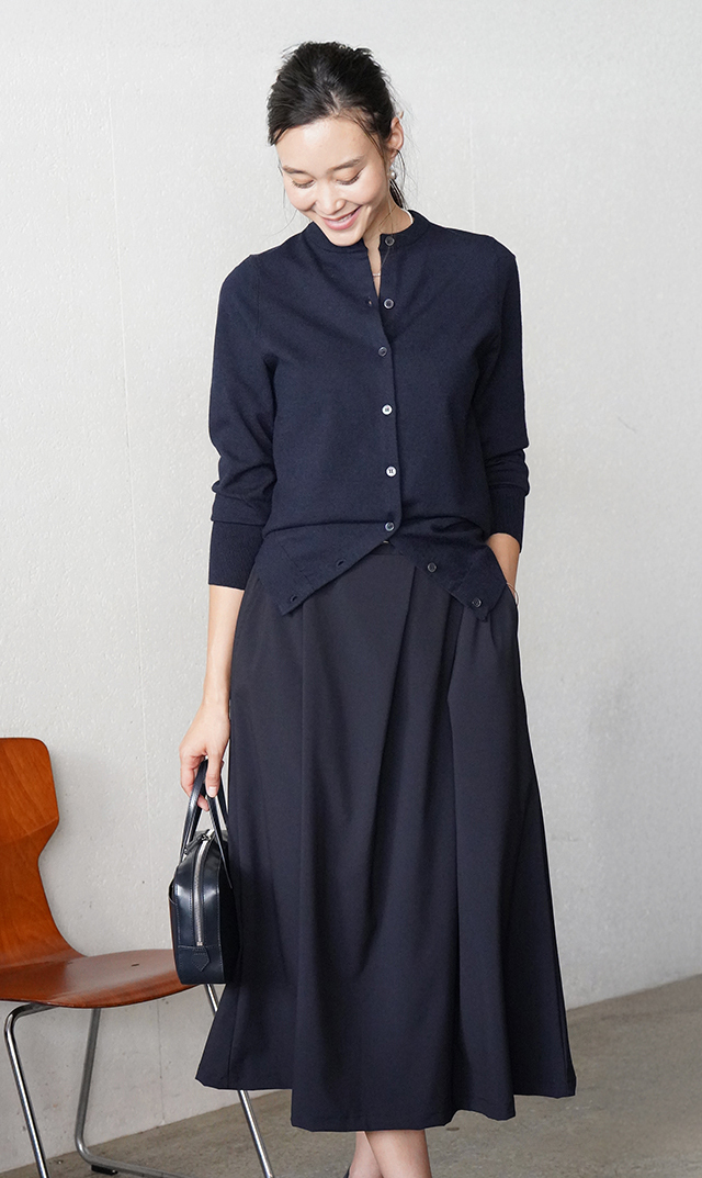 【ヴィリーナ】パロマカーディガン＆スカートセット(ネイビー×ネイビー）