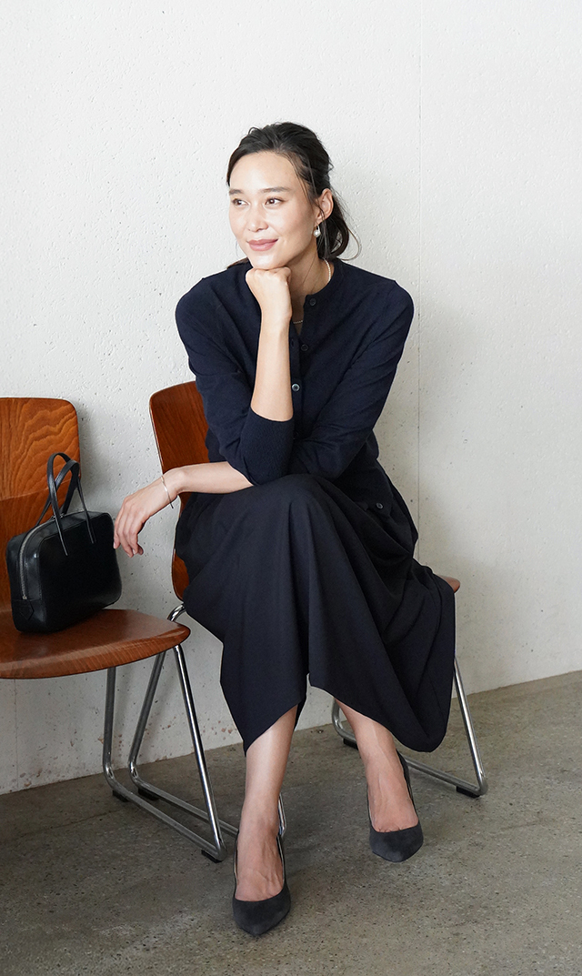 【ヴィリーナ】パロマカーディガン＆スカートセット(ネイビー×ネイビー）