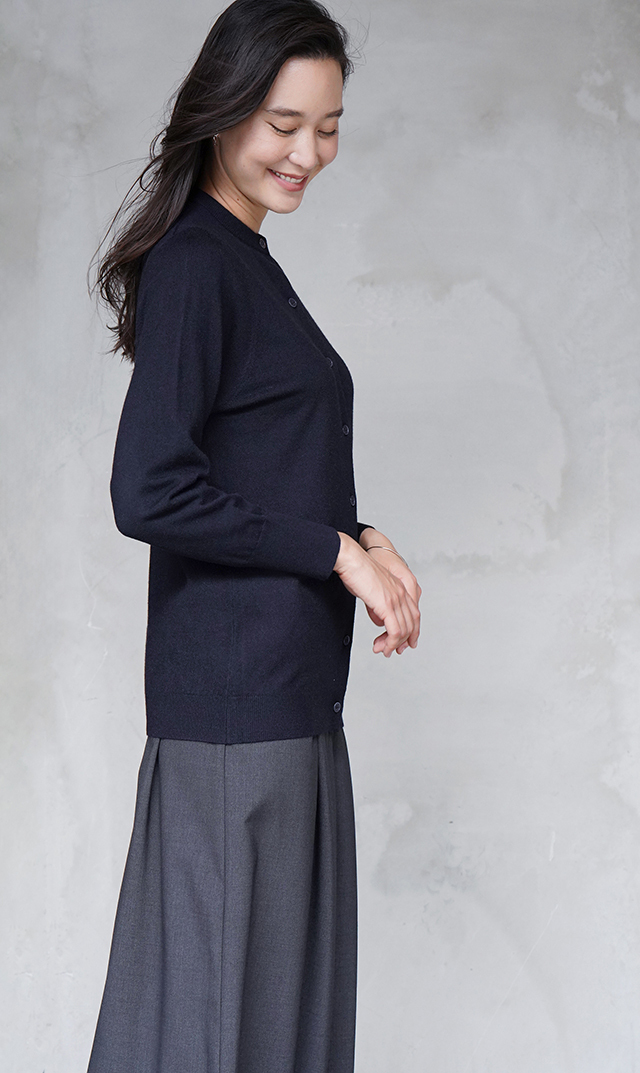 【ヴィリーナ】パロマカーディガン＆スカートセット(ネイビー×ネイビー）