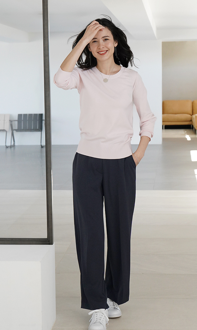 シワになりにくいブレアストレートパンツ３色展開