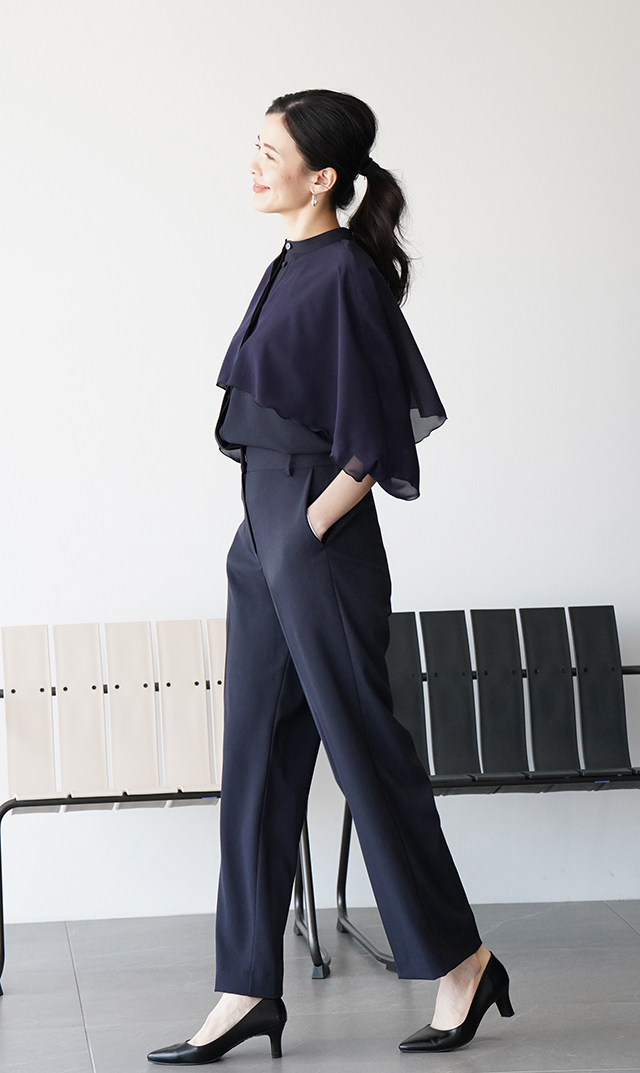 シワになりにくいブレアストレートパンツ３色展開