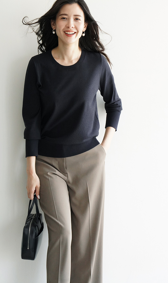 シワになりにくいブレアストレートパンツ３色展開