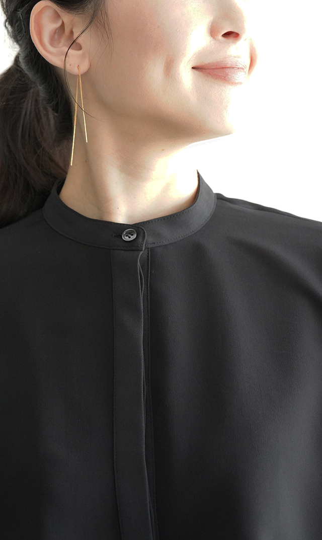 シアー素材レイヤードヴェールブラウス黒紺