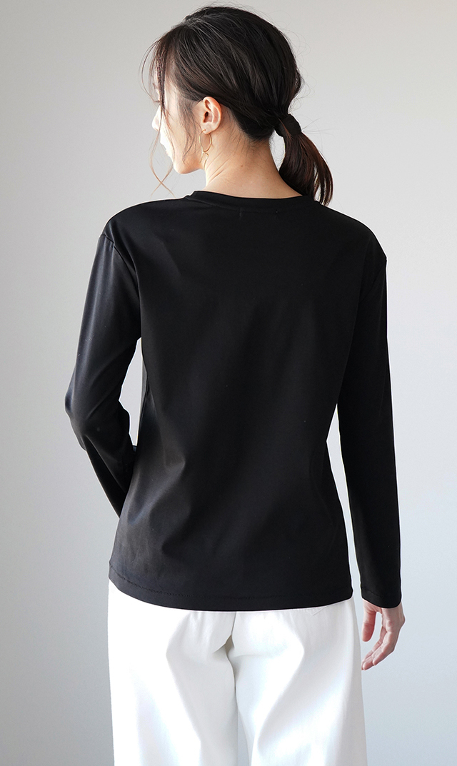 イタリア×日本の共同開発素材ロングスリーブTシャツ黒